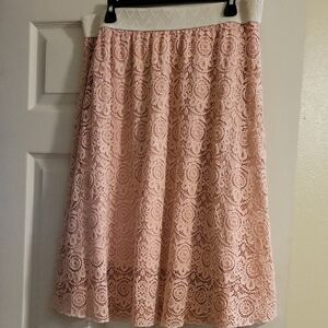 LuLaRoe Pink Lace A-Line Skirt